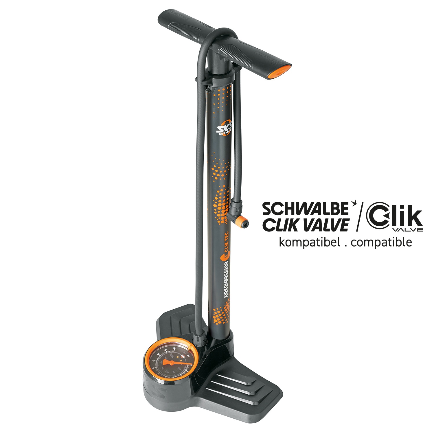 SKS Airkompressor clik tec 10.0 grau Standpumpe für Clik Valve ohne Ventil-Umrüstkits