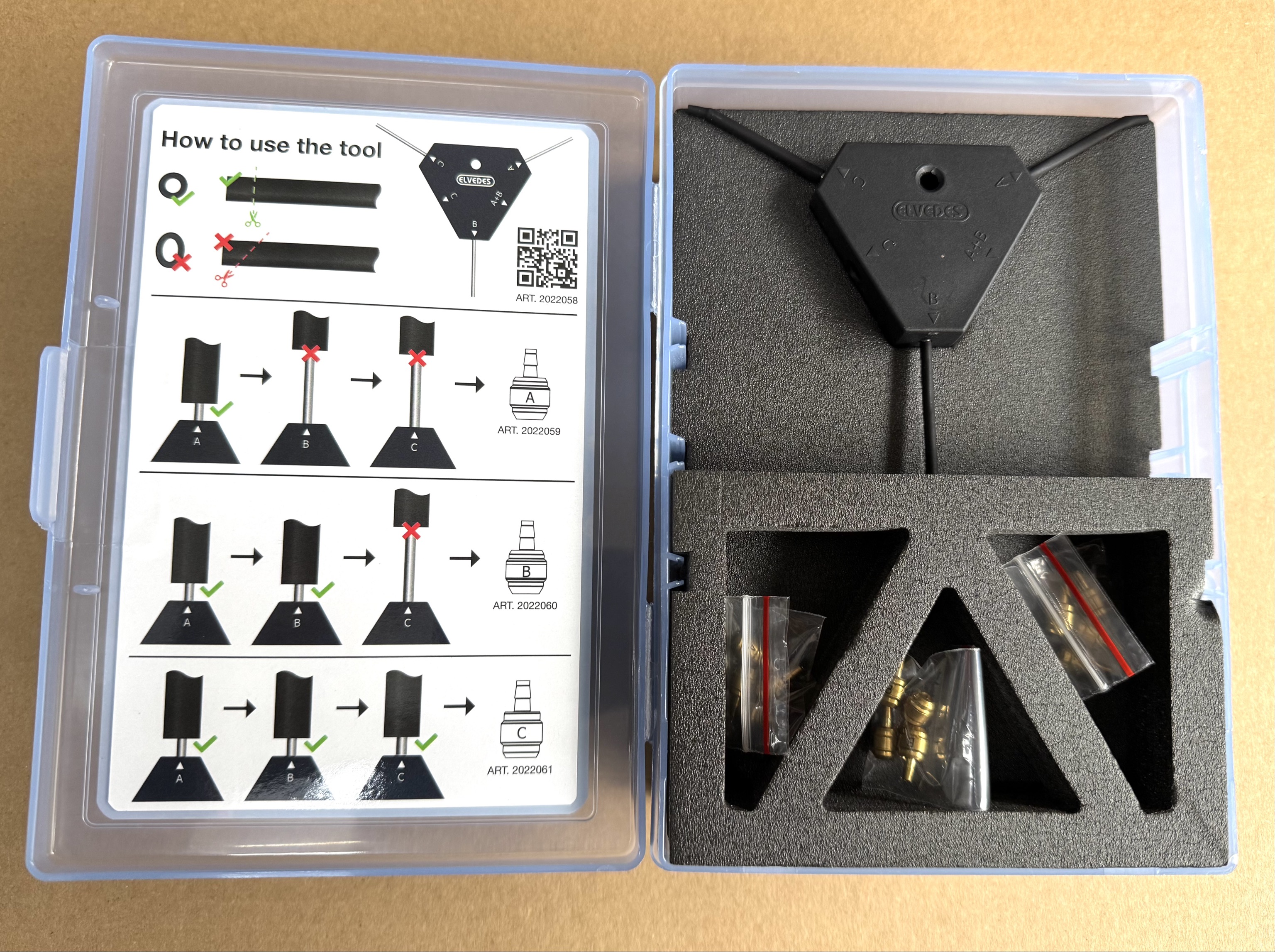 ELVEDES Prüfer für Innendurchmesser Hydraulikleitung inkl. Universal Einsätze (Pin+Olive)