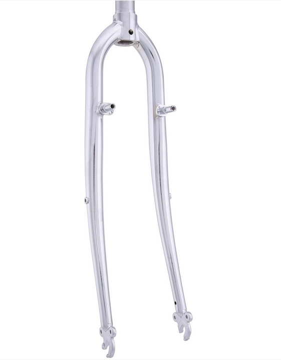 CNC 28" CrMo Trekking Gabel 1" Gewinde 225mm Canti chrom silber mit Lowriderösen