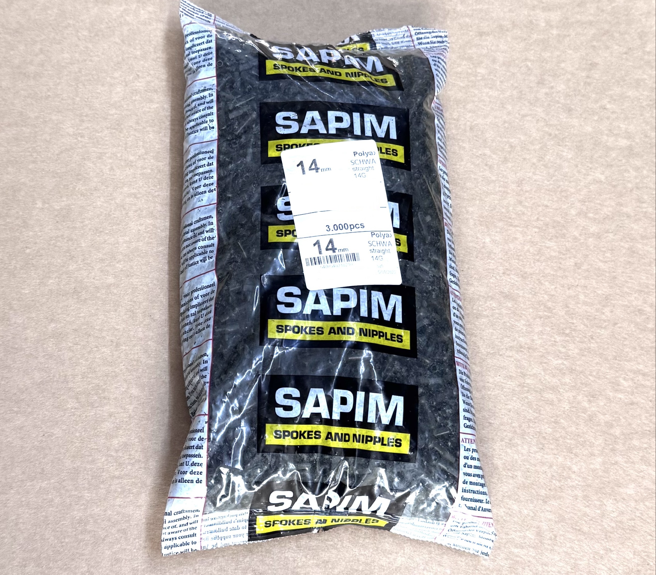 Sapim Polyax Messingnippel schwarz 14mm Beutel 3000 Stck.