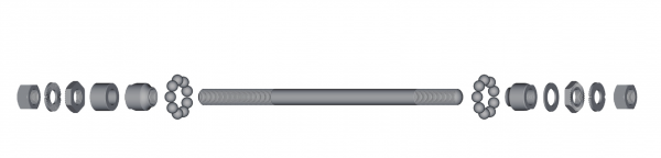 Shimano M10x1 Achse inkl. Kugeln, Konen u. Muttern